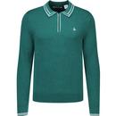 original penguin mens tipped quarter zip long sleeve knitted polo top botanical green