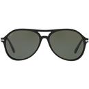 PERSOL Men's Retro 70s Aviator Sunglasses in Black