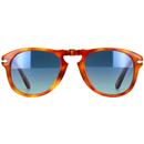 Persol Steve McQueen 0PO0714SM Polarised Foldable Sunglasses in Light Havana