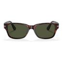 Persol PO3288S Retro Rectangle Frame Sunglasses in Havana with Green Lens