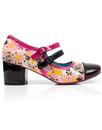 Mini Mod POETIC LICENCE 60s Floral Mod Shoes -Pink