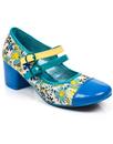 Mini Mod POETIC LICENCE 60s Floral Mod Shoes -Blue