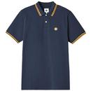 Pretty Green Barton Tipped Pique Polo Shirt in Navy and Yellow C21Q3MUPOL687