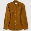 Pretty Green Campbell Mod Cord Two Pocket Shirt in Brown Main Photo
