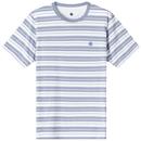 Pretty Green Capella Retro Stripe T-shirt in Blue G24Q1MUJER009