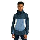 PRETTY GREEN Retro Colour Block Hooded Jacket in Blue