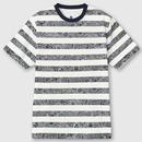 Pretty Green Eclipse Paisley Print Striped T-Shirt in Navy/white