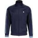 Eclipse Pretty Green Men's Retro 90s Paisley Taped Sleeve Funnel Neck Track Top in Navy