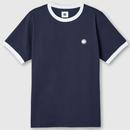 Pretty Green Eclipse Plain Ringer T-Shirt in Navy