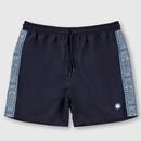 Pretty Green Eclipse Taped Swim Shorts in Navy