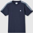 Pretty Green Retro 70s Eclipse Taped T-Shirt in Navy