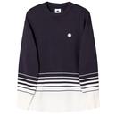 Pretty Green Retro Gradient Stripe Knitted Jumper in Navy