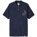 Pretty Green Griggs Towelling Paisley Polo Shirt in Navy G24Q2MUPOL202