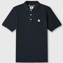 Pretty Green House Paisley Placket Mod Polo Shirt in Black Flat Shot