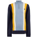 PRETTY GREEN Knitted Stripe Zip Neck Cycling Top