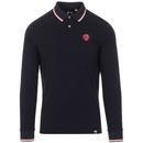 PRETTY GREEN Likeminded Mod Tipped LS Polo (Navy)