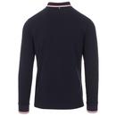 PRETTY GREEN Likeminded Mod Tipped LS Polo (Navy)