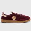 Pretty Green Live Forever Ramblas Suede Trainers in Maroon G25Q3MUACC308