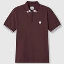 Pretty Green Mountfield Tipped Slim Fit Zip Polo Top in Burgundy