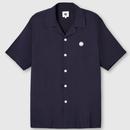 Pretty Green Retro Islington Cuban Collar Shirt in Navy
