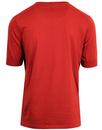 PRETTY GREEN Retro 60's Grandad Collar T-Shirt RED
