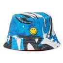 PRETTY GREEN X SMILEY Retro 90's Bucket Hat in Blue