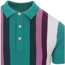 PRETTY GREEN Retro Bold Stripe Knitted Polo Shirt
