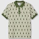 Pretty Green Tenor Retro Pattern Knitted Polo in Green