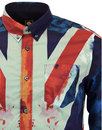 PRETTY GREEN 60s Mod Union Jack Button Down Shirt