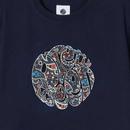 Wonderwall Pretty Green Paisley Logo T-shirt Navy