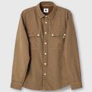 Pretty Green Wykeham Mod Cotton Poplin Check Shirt in Khaki Main Photo