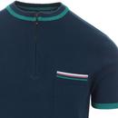 PRETTY GREEN Tipped Knitted Zip Neck Cycling Top