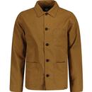 pretty green mens blake button through twill chore jacket brown
