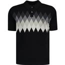 pretty green mens beck argyle pattern knitted polo tshirt black
