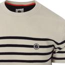PRETTY GREEN 60s Mod Breton Stripe Knit Tee STONE