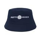 PRETTY GREEN Retro 90s Logo Bucket Hat (Navy)