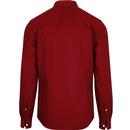 PRETTY GREEN 1960s Mod Grandad Collar Shirt (Red)