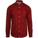 PRETTY GREEN 1960s Mod Grandad Collar Shirt (Red)