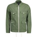 pretty green mens creedence four pocket contrast zip overshirt jacket green