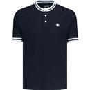 pretty green mens cressa mod tipped ribbed grandad tshirt navy