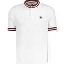 pretty green mens cressa mod tipped ribbed grandad tshirt white