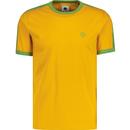 pretty green mens denton retro shoulder tape sleeve ringer neck tshirt yellow green