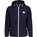 pretty green mens denton retro hooded waterproof nylom windbreaker zip jacket navy