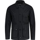 pretty green mens heathen retro flap pocket button front overshirt black