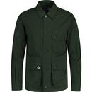 pretty green mens heathen retro flap pocket button front overshirt khaki green