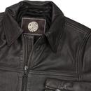 PRETTY GREEN Retro Mod Leather Harrington Jacket