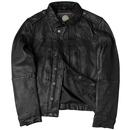 PRETTY GREEN 70's Retro Indie Leather Biker Jacket