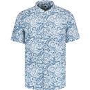 pretty green mens abstract marble pattern short sleeve revere collar shirt blue
