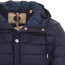 PRETTY GREEN Retro 70s Hooded Quilted Jacket NAVY