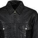 Pretty Green Retro Ramone Black Leather Jacket